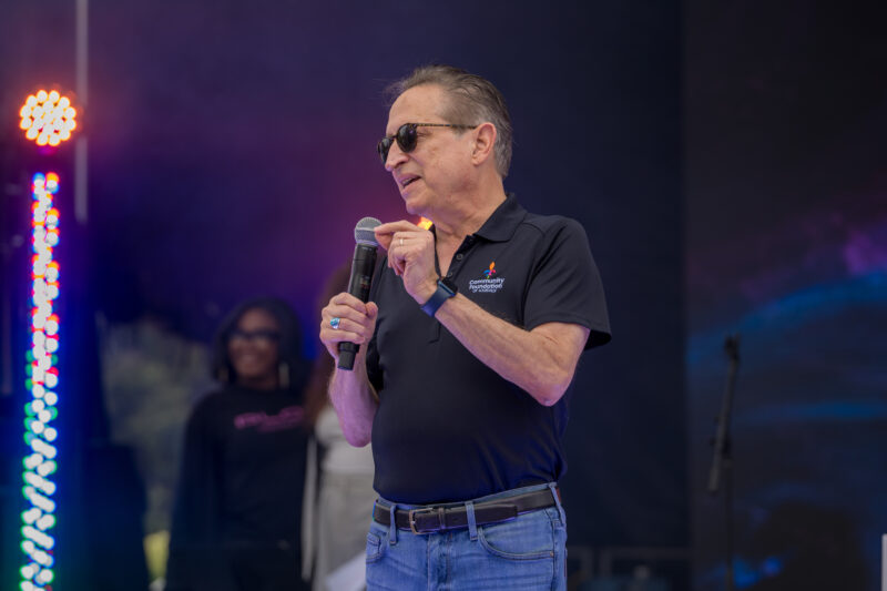President and CEO of the Community Foundation of Louisville, Ron Gallo, speaks at the 2025 Louisville Pride Festival