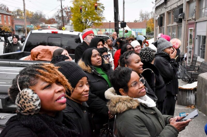 Option to Success Grand Opening photo of the crowd looking at the RISE campus from outside in November 2025.